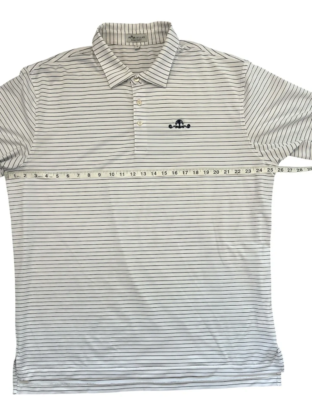 Peter Millar Summer Comfort Polo Shirt XL White Navy Striped Golf Performance